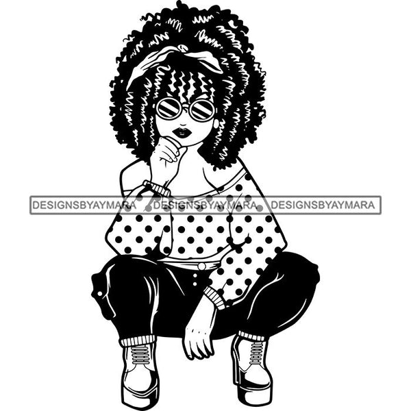 Afro Lola Boss Lady Diva Style Fashion Woman SVG Vector Clipart Cutting Files For Silhouette and Cricut and More!