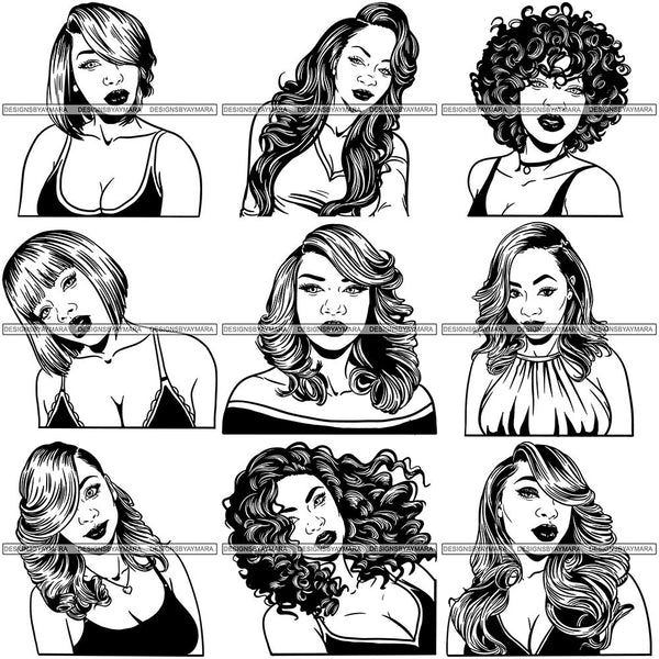 Bundle 9 Afro Melanin Popping Hair Style SVG Files For Cutting and More