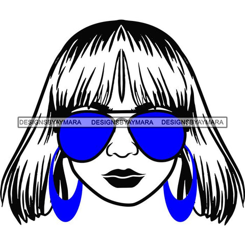 Afro Lola Boss Lady Dope Diva Glamour Wearing Glasses Accesories .SVG Cut Files