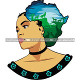 Safari Goddess Africa Continent African American Woman Savanna Animals Hair SVG Cutting Files.