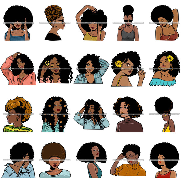 Bundle 20 Afro African American Lady Woman Classy Nubian SVG Cutting Files