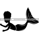 Afro Cute Baby Girl Mermaid Fantasy .SVG Cut Files For Silhouette Cricut and More