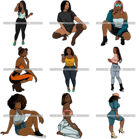 Bundle 9 Fashion Diva Glamour Afro Classy Sexy Lady SVG PNG JPG Vector Files For Cutting and More