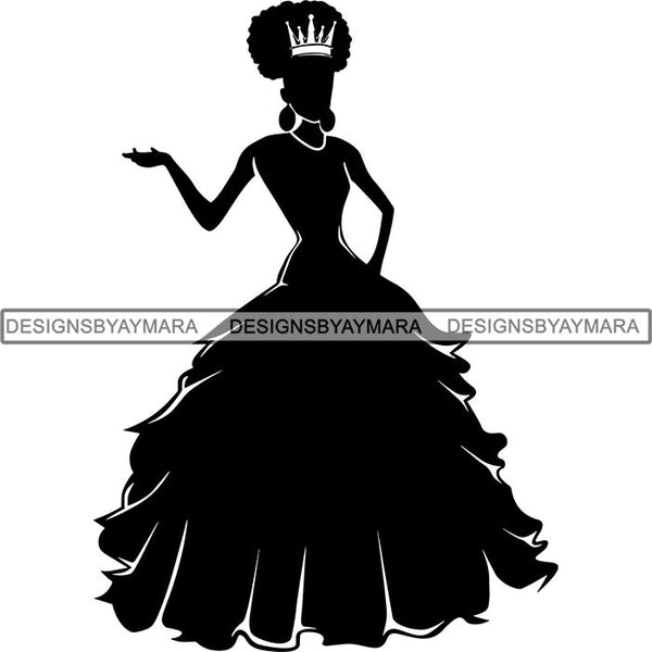 Black Afro Queen Silhouette Style SVG Cut Files