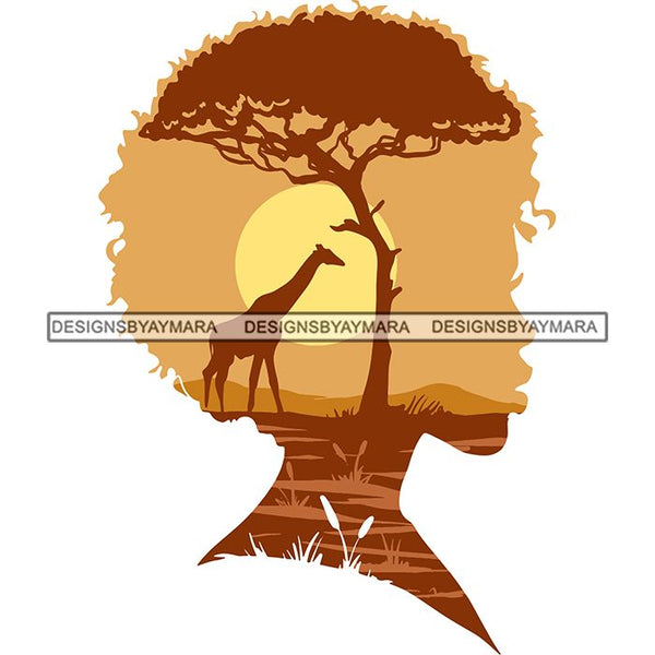 Sensual African Silhouette Goddess Safari Africa Nature Exotic Culture SVG Cutting Files.