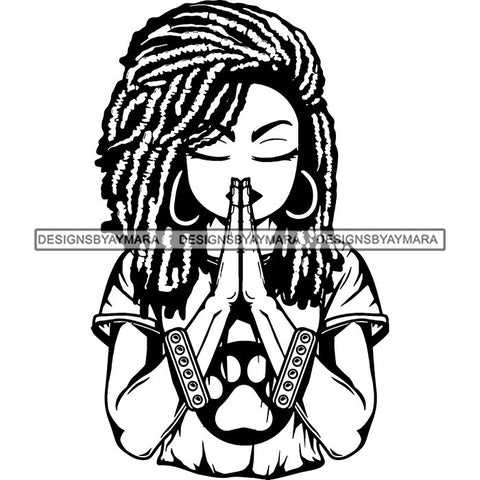 Afro Lola Praying God Lord Prayers In God We Trust .SVG Clipart Cutting Files For Silhouette and Cricut and More!