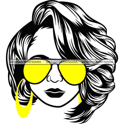 Afro Lola Boss Lady Dope Diva Glamour Wearing Glasses Accesories .SVG Cut Files