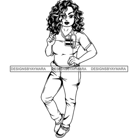 Afro Lola Nurse Medical Occupation SVG Cutting Files For Cricut Silhouette and More