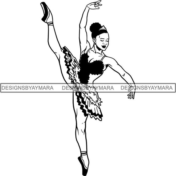 Afro Black Ballerina Woman Ballet Dancer .SVG Cut Files For Silhouette and Cricut