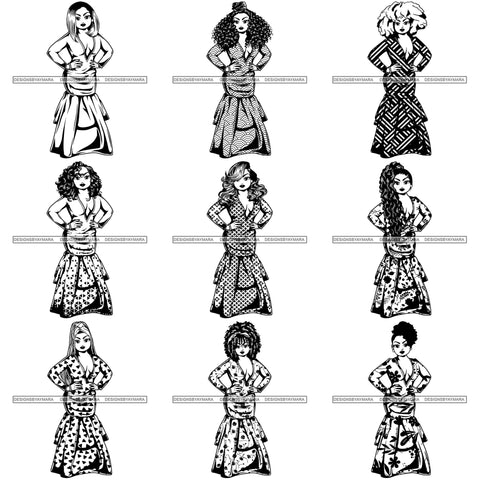 Bundle 9 Afro Lola Boss Fashion Diva Glamour .SVG Cutting Files For Silhouette and Cricut and More!