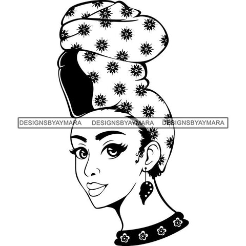 Afro Nubian Melanin Popping Turban Head Wrap Beautiful African American Woman SVG Cutting Files