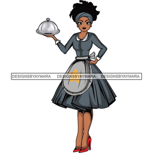 Afro Chef Lola Cooker Cooking Culinary Profession .SVG Clipart Vector Cutting Files For Circuit Silhouette Cricut and More!