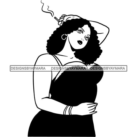 Woman Smoking Pot Joint Blunt Stoned High Life Weed Leaf Marijuana Grass Relax Chill SVG Cutting Files