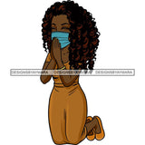 Black Woman Praying God Quotes Face Mask Begging Prayers Save Life Mujer Orando a Dios SVG Vector Clipart Cutting Files