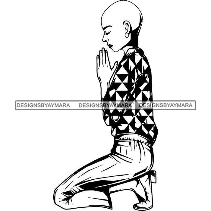 Afro Lola Woman Praying God Lord Knee Prayers Pray Believe Church .SVG ...