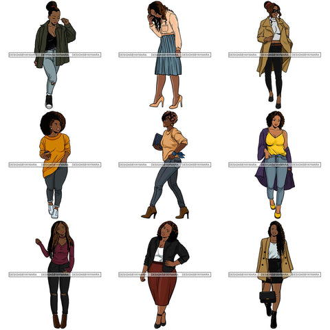 Bundle 9 Fashion Diva Glamour Afro Classy Sexy Lady SVG PNG JPG Vector Files For Cutting and More