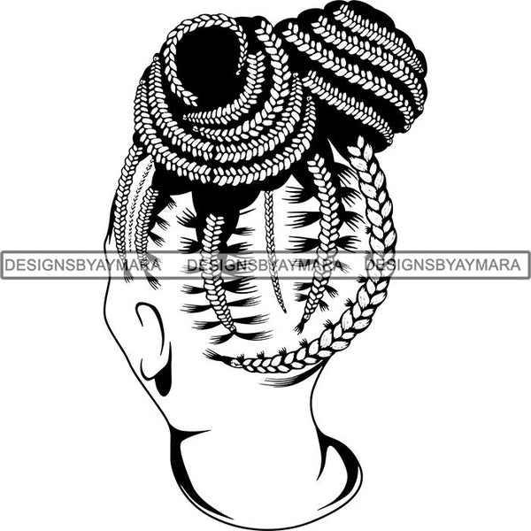 Afro Woman Braids Dreads Dreadlocks Hairstyle SVG Cut Files For Silhouette and Cricut