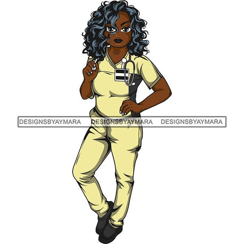 Afro Lola Nurse Medical Occupation SVG Cutting Files For Cricut Silhouette and More