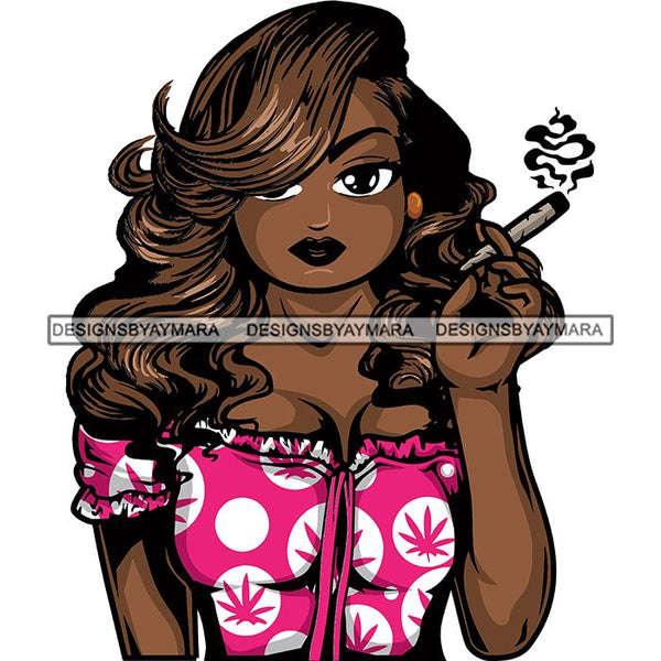 Afro Lola Smoking Pot Weed Joint Blunt Cannabis Marijuana SVG Cutting Files