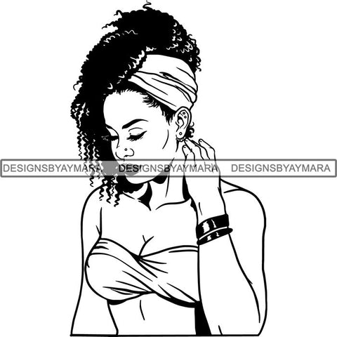 Afro Woman SVG Turban Head Wrap Cutting Files For Silhouette Cricut and More