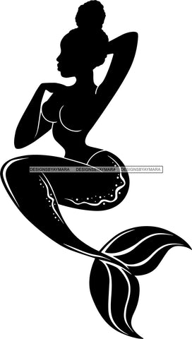 Afro Black Woman Mermaid Aquatic Creature  SVG Cutting File For Silhouette and Cricut