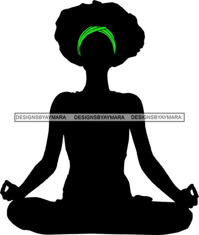 Afro Woman Silhouette Doing Yoga Meditating Relax Meditate .SVG Cutting Files For Silhouette Cricut and More!
