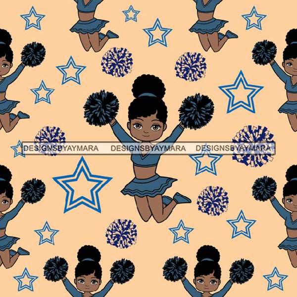 Seamless Pattern Cheerleader Girl Abstract Decorative Background Vector Designs SVG Files For Cutting and More!