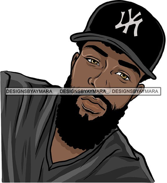 Attractive Black Man Bearded Hipster Model Fashion Male Guy Hombre Masculino Guapo Stylish Close-up Sexy Macho Manly SVG Files For Cutting