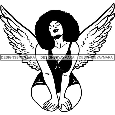 Afro Angel Black Woman SVG Cutting Files For Silhouette Cricut and More