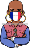Afro Lola Wearing Face Mask Flags France Country Proud Roots Virus SVG Cutting Files For Silhouette Cricut and More!