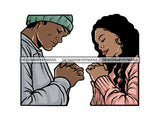 Black Couple Praying God Together PNG File For Print Not For Cutting