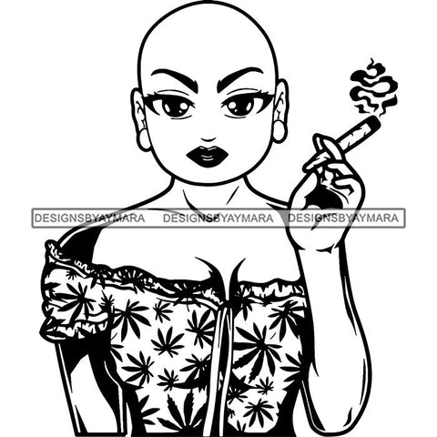 Afro Lola Smoking Pot Weed Joint Blunt Cannabis Marijuana SVG Cutting Files