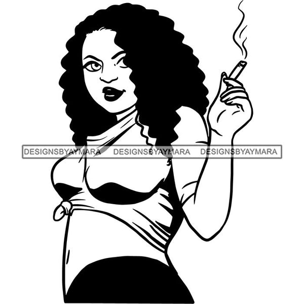 Woman Smoking Pot Joint Blunt Stoned High Life Weed Leaf Marijuana Grass Relax Chill SVG Cutting Files