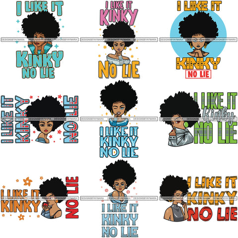 Bundle 9 Afro Melanin Popping Lola Kinky Hair God Quotes SVG Cutting Files For Silhouette Cricut and More