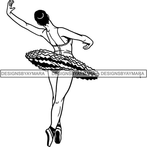 Afro Black Ballerina Woman Ballet Dancer .SVG Cut Files For Silhouette and Cricut