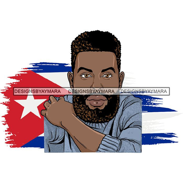 Cuba Country Attractive Black Man Bearded Hipster SVG Files For Cutting