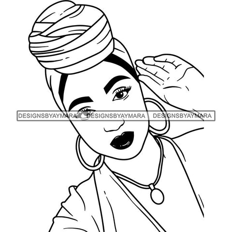 Afro Lady Black Goddess Melanin Turban Head-wrap Dark Latina Morena SVG Files For Cutting and More!