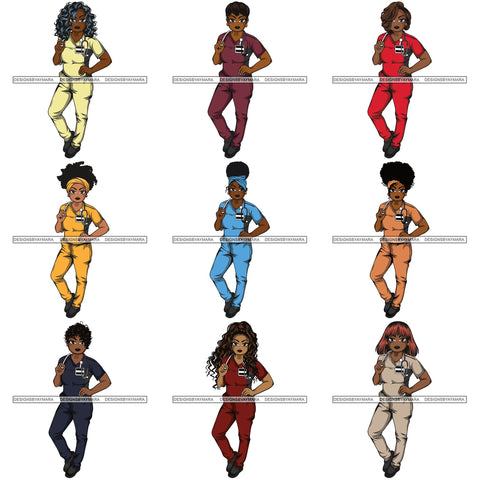 Bundle 9 Afro Lola Nurse Medical Occupation SVG Cutting Files For Cricut Silhouette and More