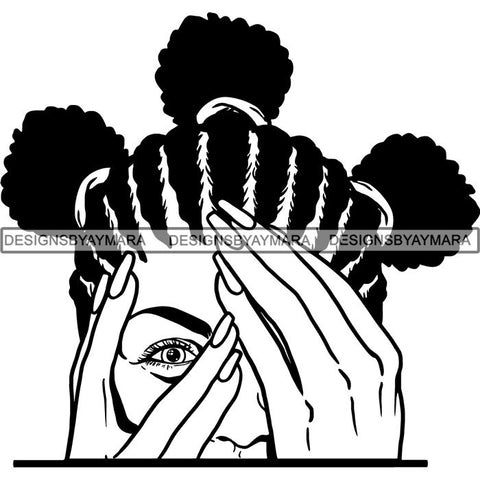 Afro Woman Peeking Peek-a-Boo I see You Melanin Pretty Half Face PNG File For Print Not For Cutting