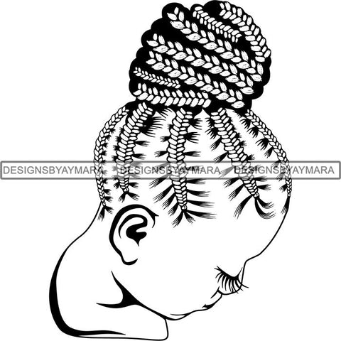 Afro Woman Braids Dreads Dreadlocks Hairstyle SVG Cut Files For Silhouette and Cricut