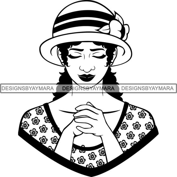 Latina Woman Praying God .SVG Cut Files For Silhouette and Cricut