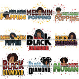 Bundle 9 Melanin Popping Black Diamond Dope Nubian Black Girl Magic .SVG Cutting Files For Silhouette Cricut and More