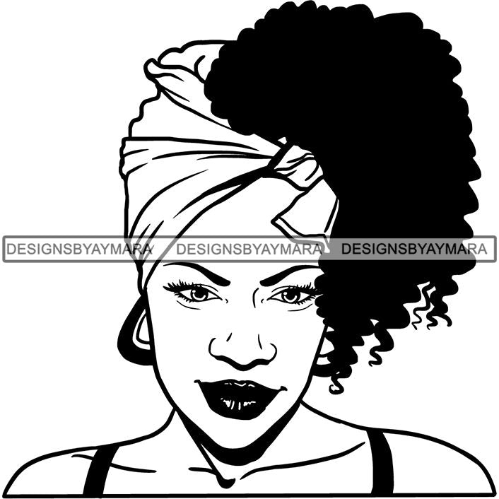 Afro Woman SVG Turban Head Wrap Cutting Files For Silhouette Cricut an ...