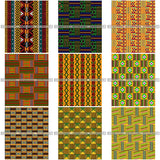 Bundle 9 Kente African Pattern African American Culture PNG Print Files Not For Cutting