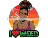 Woman Smoking Pot Joint Blunt Stoned High Life Weed Leaf Marijuana Grass Relax Chill SVG Cutting Files