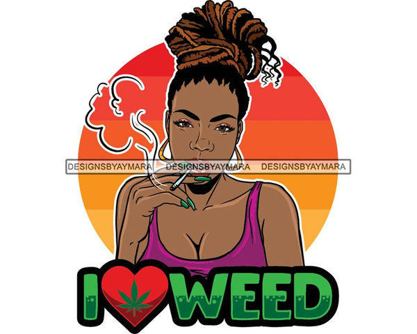 Woman Smoking Pot Joint Blunt Stoned High Life Weed Leaf Marijuana Grass Relax Chill SVG Cutting Files