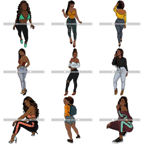 Bundle 9 Fashion Diva Glamour Afro Classy Sexy Lady SVG PNG JPG Vector Files For Cutting and More