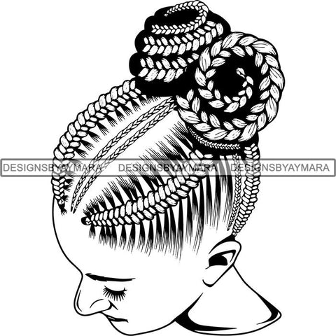 Afro Woman Braids Dreads Dreadlocks Hairstyle SVG Cut Files For Silhouette and Cricut