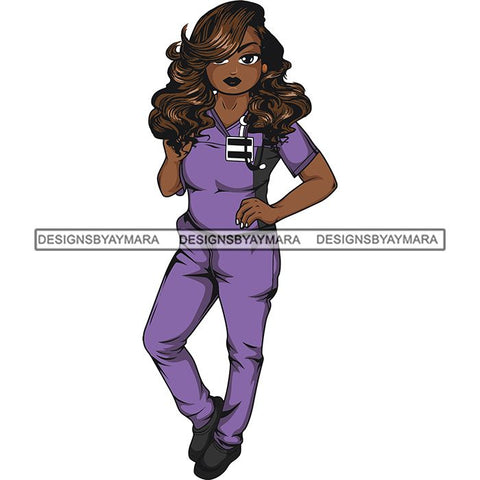 Afro Lola Nurse Medical Occupation SVG Cutting Files For Cricut Silhouette and More