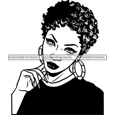 Ebony Afro Woman Nubian Melanin Brown Skin Makeup Model Glasses Accesories SVG Cut Files